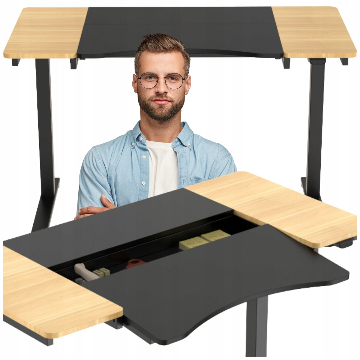 BLACK HEIGHT ADJUSTABLE DESK ELECTRIC GAMING DESKTOP ADJUSTMENT