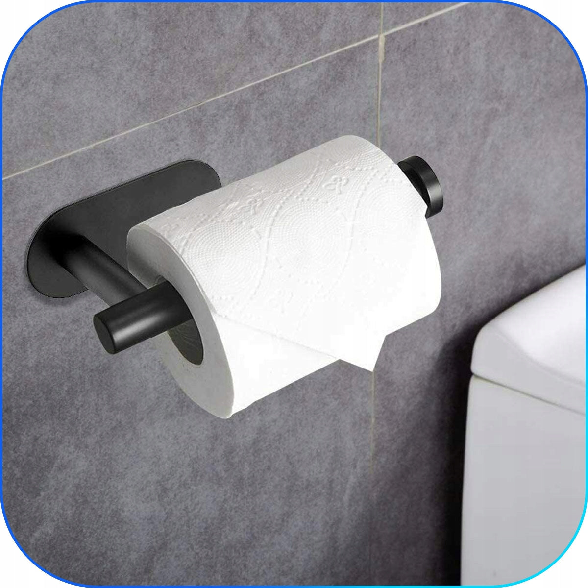 BLACK HOLDER TOILET PAPER HANGER WALL SELF-ADHESIVE LOFT Packaging status original