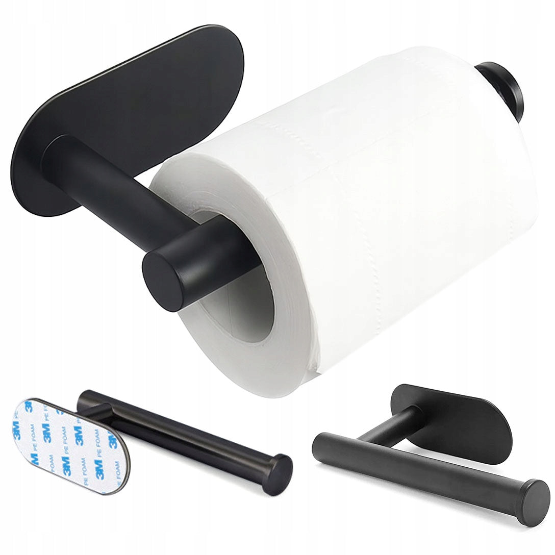 BLACK HOLDER TOILET PAPER HANGER WALL SELF-ADHESIVE LOFT