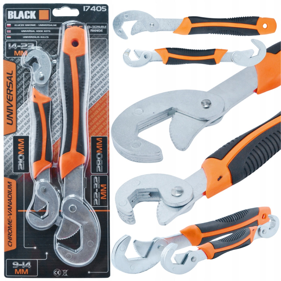 BLACK Hook Wrenches 9-32 Mm 2X Uniwe Wrench Set