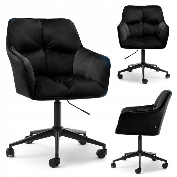 BLACK LIGHTWEIGHT ISLA ARMCHAIR FOR OFFICE ROOM WITH THICK VELVET AND SOLID LEG