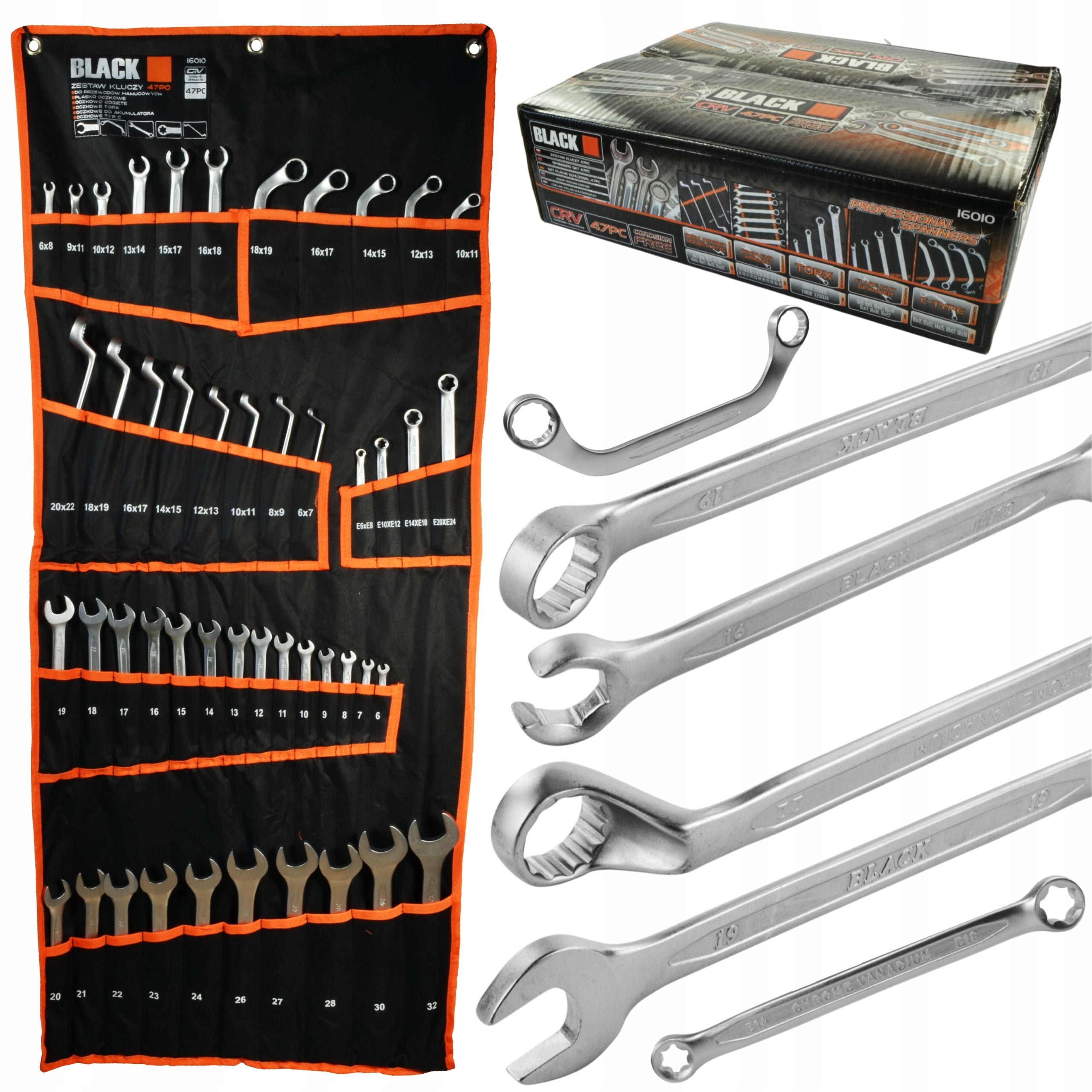 BLACK MEGA SET 6-32 MM TORX FLAT EYELET OPEN TYPE-C BENT 47 PCS. Manufacturer code 16010