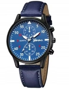 BLACK MEN'S WATCH BLUE Strap ELEGANT