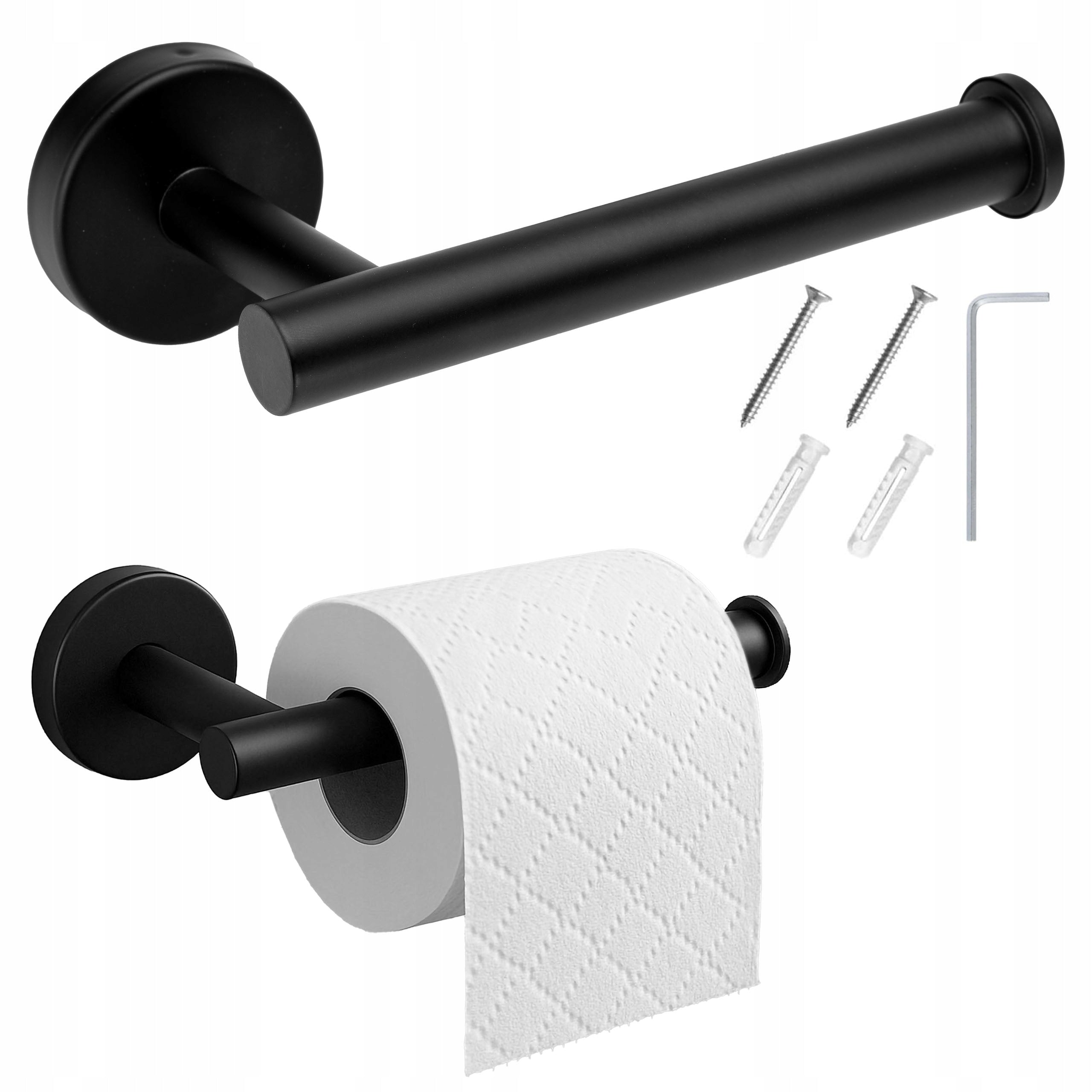 BLACK METAL WALL BATHROOM TOILET PAPER HOLDER WITH PINS