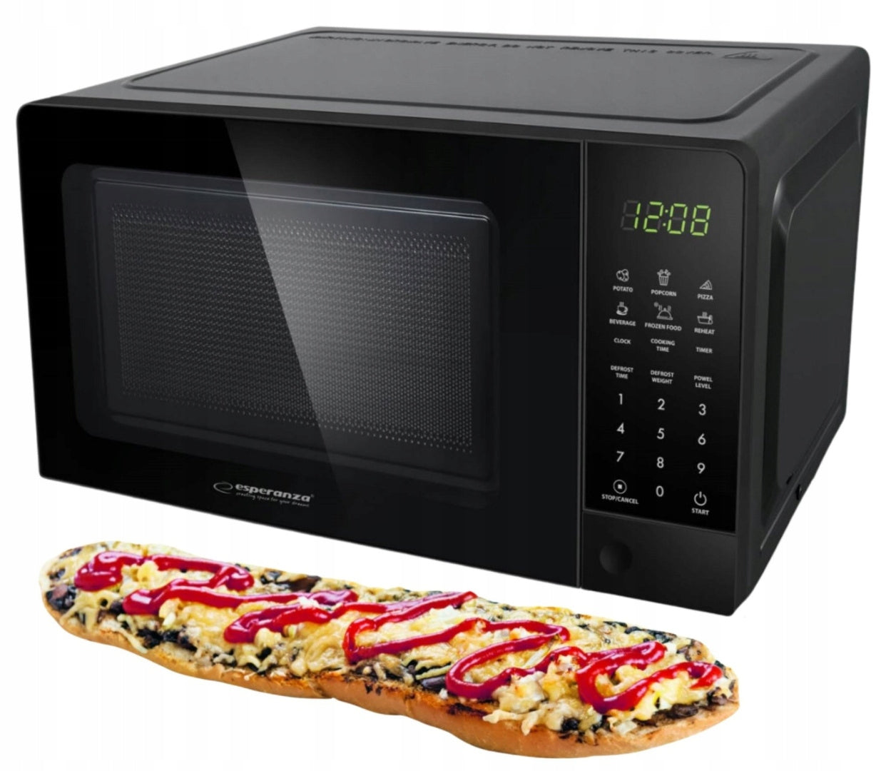 BLACK MICROWAVE OVEN Powerful MICROWAVE FREESTANDING 20L 1100W