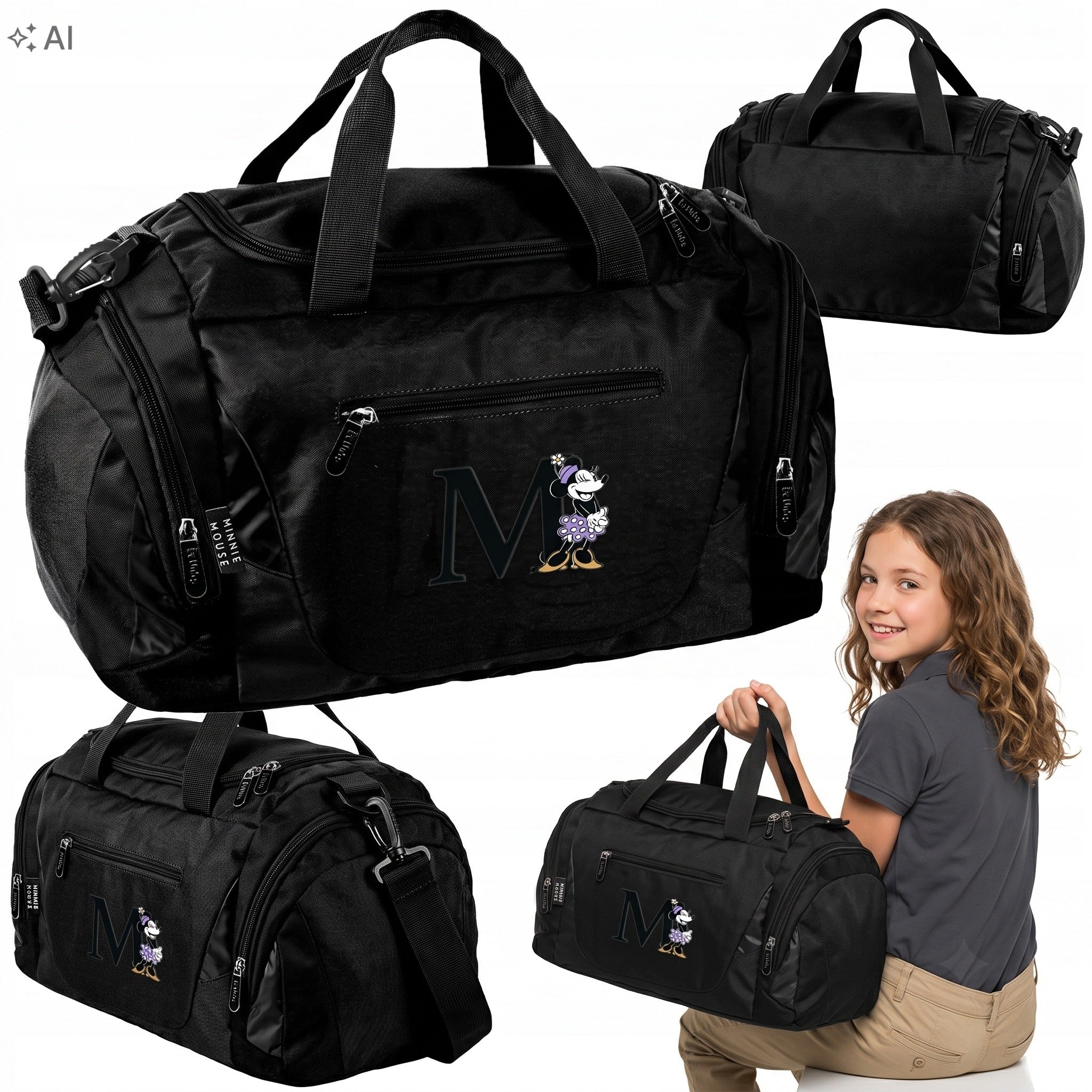 BLACK MOUSE BAG MINNIE SPORTS SCHOOL FOR SWIMMING POOL WF LARGE XXL CHILDREN