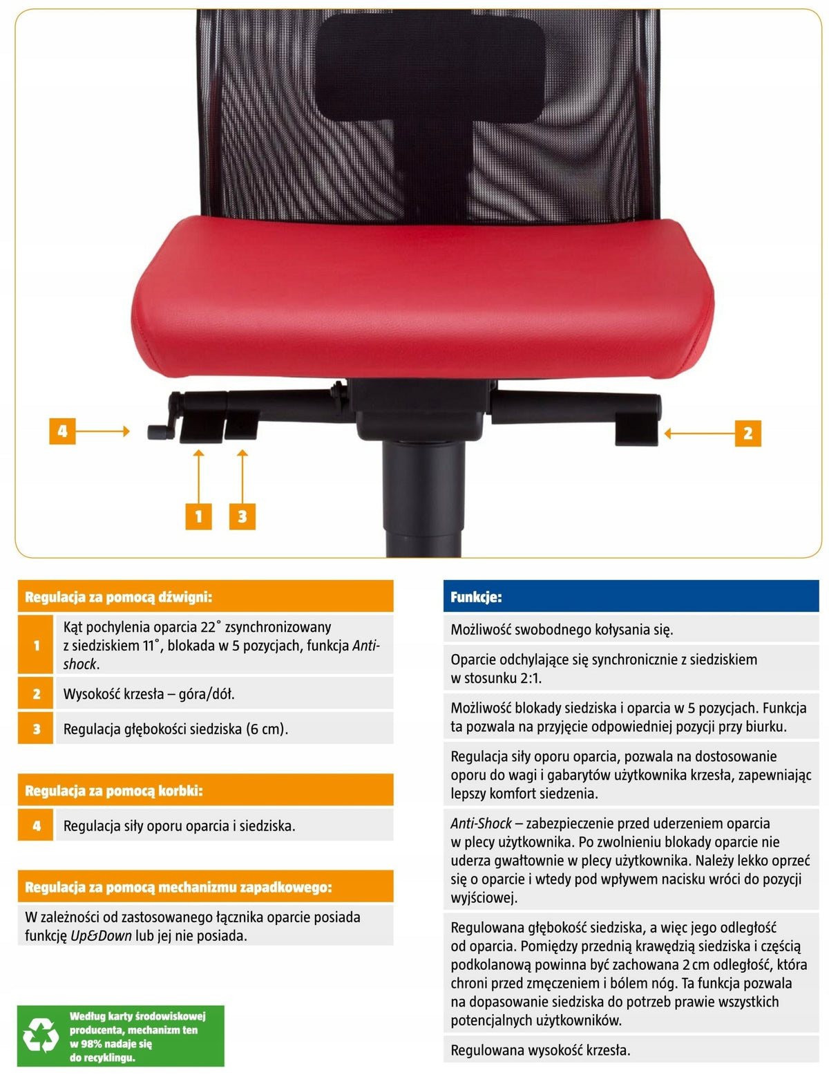 BLACK Office chair ORLANDO Nowy Styl up to 150 kg Upholstery color black
