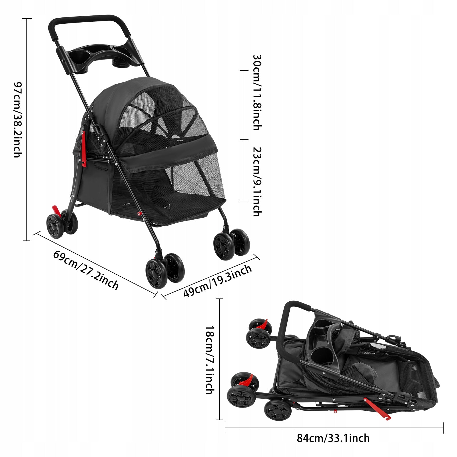 BLACK PET STROLLER FOR HOME AND OUTINGS - FOLDABLE Brand no brand