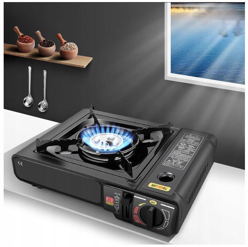 BLACK PORTABLE TOURIST COOKER FOR CYLINDERS AND GAS CARTRIDGE IN SUITCASE Manufacturer code KUCHENKA GAZOWA TURYSTYCZNA PRZENOŚNA 4x GAZ