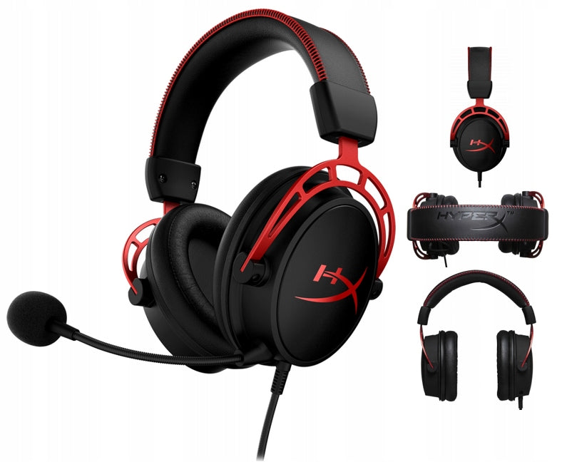 BLACK Red Wired On-Ear Headphones HyperX Cloud Alpha for Gaming