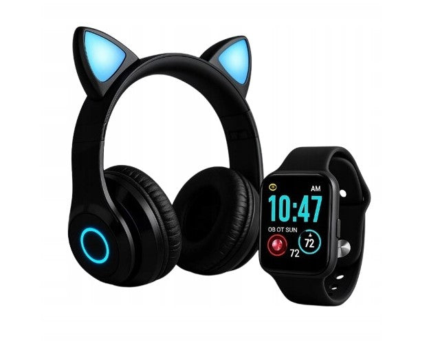 BLACK SMARTWATCH INCLUDED 3in1 WITH KARAOKE MICROPHONE + LED HEADPHONES Packaging status original