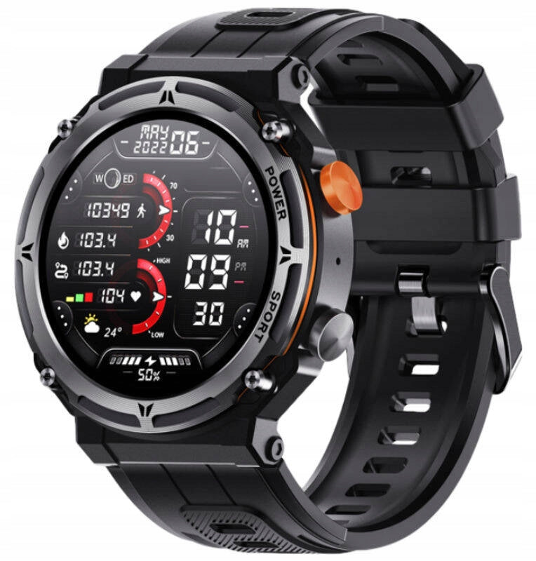 BLACK SMARTWATCH RUBICON RBN RNCF25 TALK PULSE HEART RATE CALL SLEEP MONITOR Color black