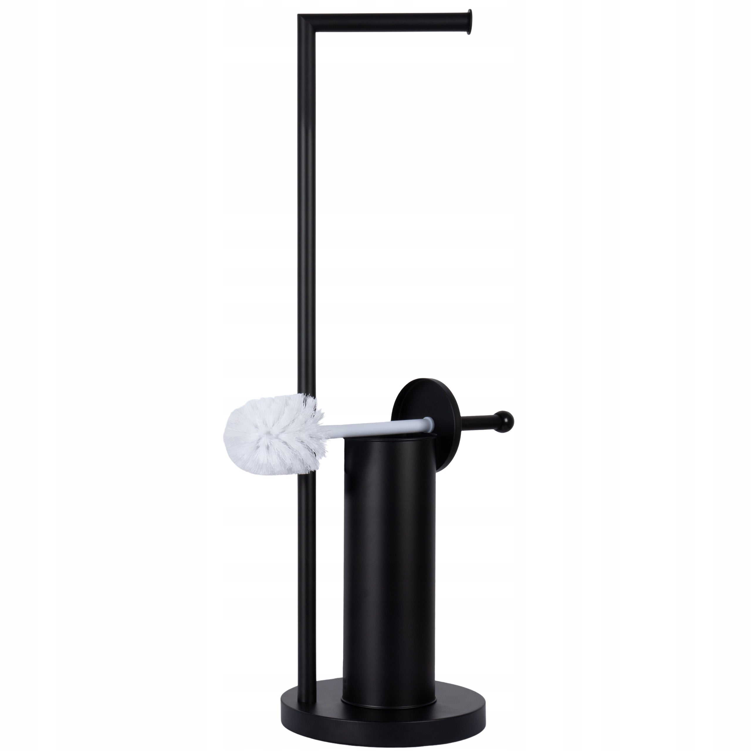 BLACK STEEL STAND WITH TOILET PAPER HOLDER + TOILET BRUSH
