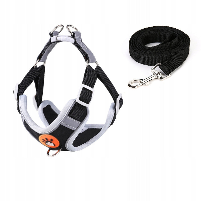 BLACK STEP IN PRESSURE-FREE HARNESS WITH DOG LEASH BREATHABLE SIZE S Manufacturer code SZELKIZ0093