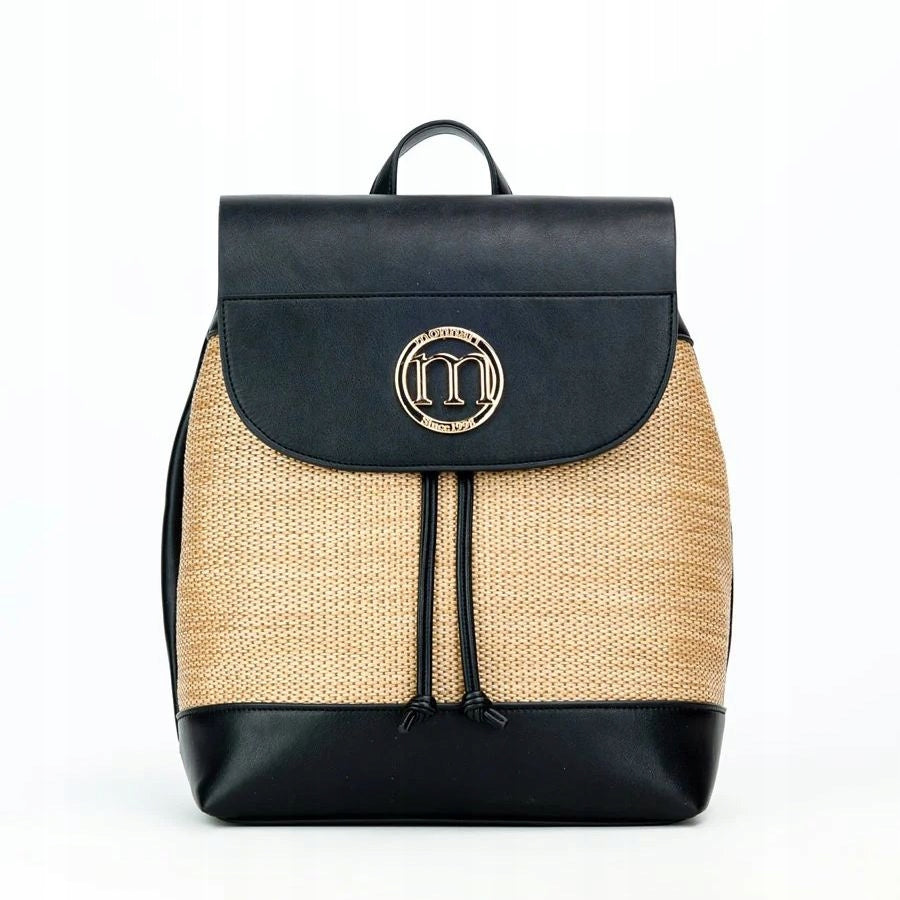 BLACK UNUSUAL WOMEN'S BACKPACK MONNARI MAGNET FLAP DECORATIVE FRONT