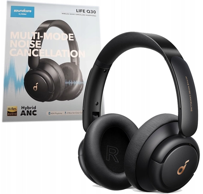 BLACK Wireless On-Ear Headphones Soundcore Life Q30 ANC Bluetooth NFC