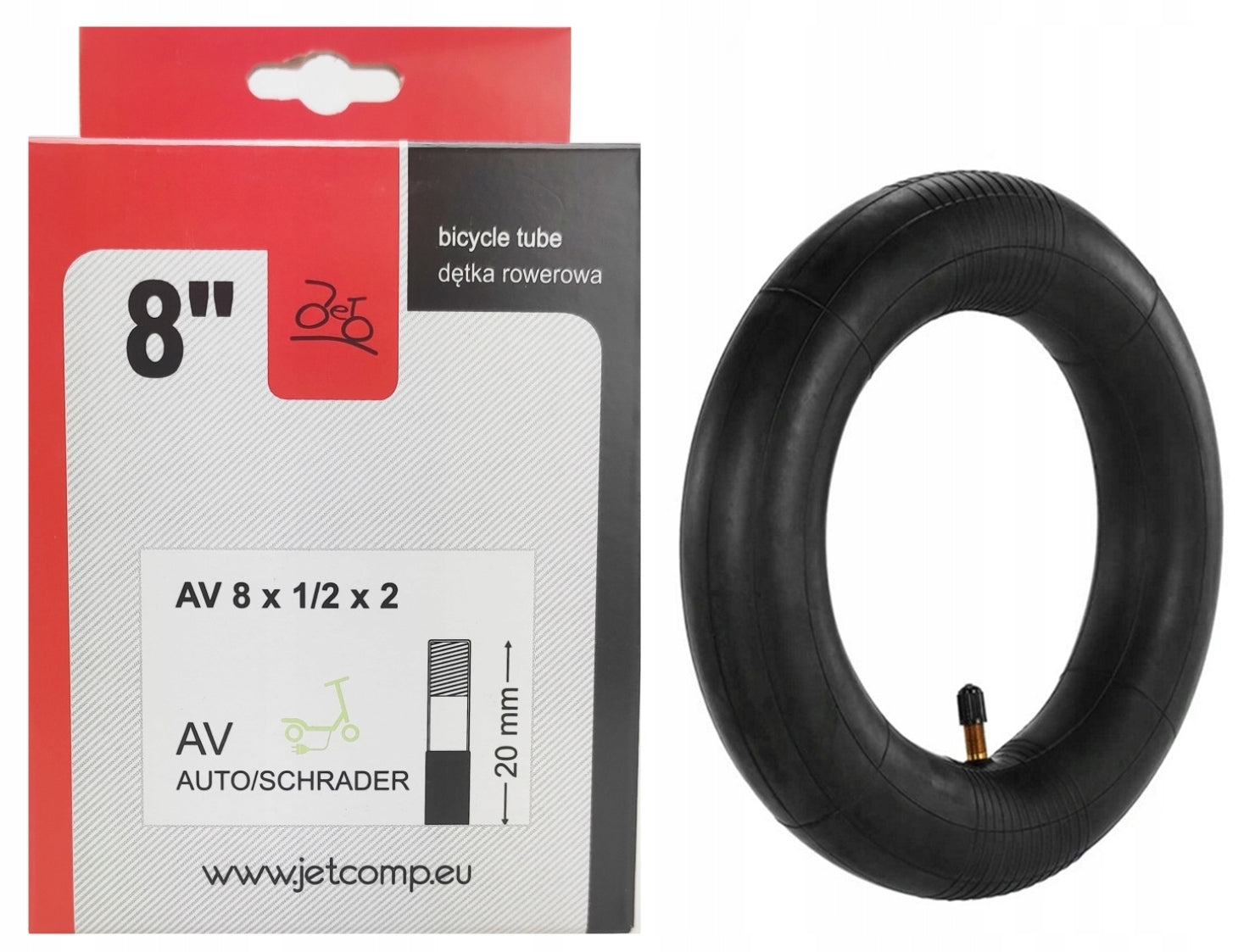 BLACKONE 8" 1/2x2 AV-20mm inner tube (1,2mm thickness) for electric scooters
