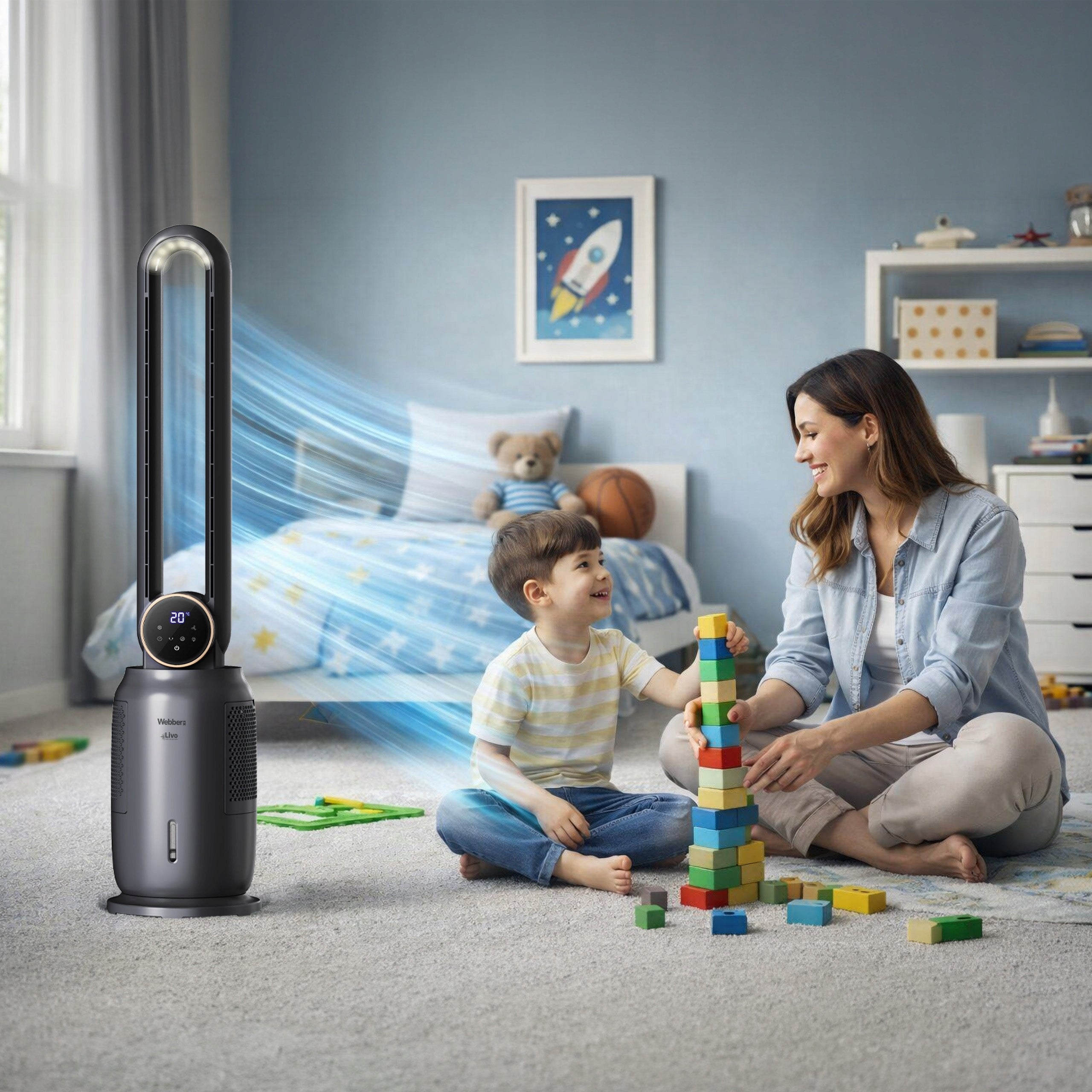 BLADELESS FAN WEBBER WB1840G COOLING HUMIDIFICATION IONIZATION 4in1 Brand Webber
