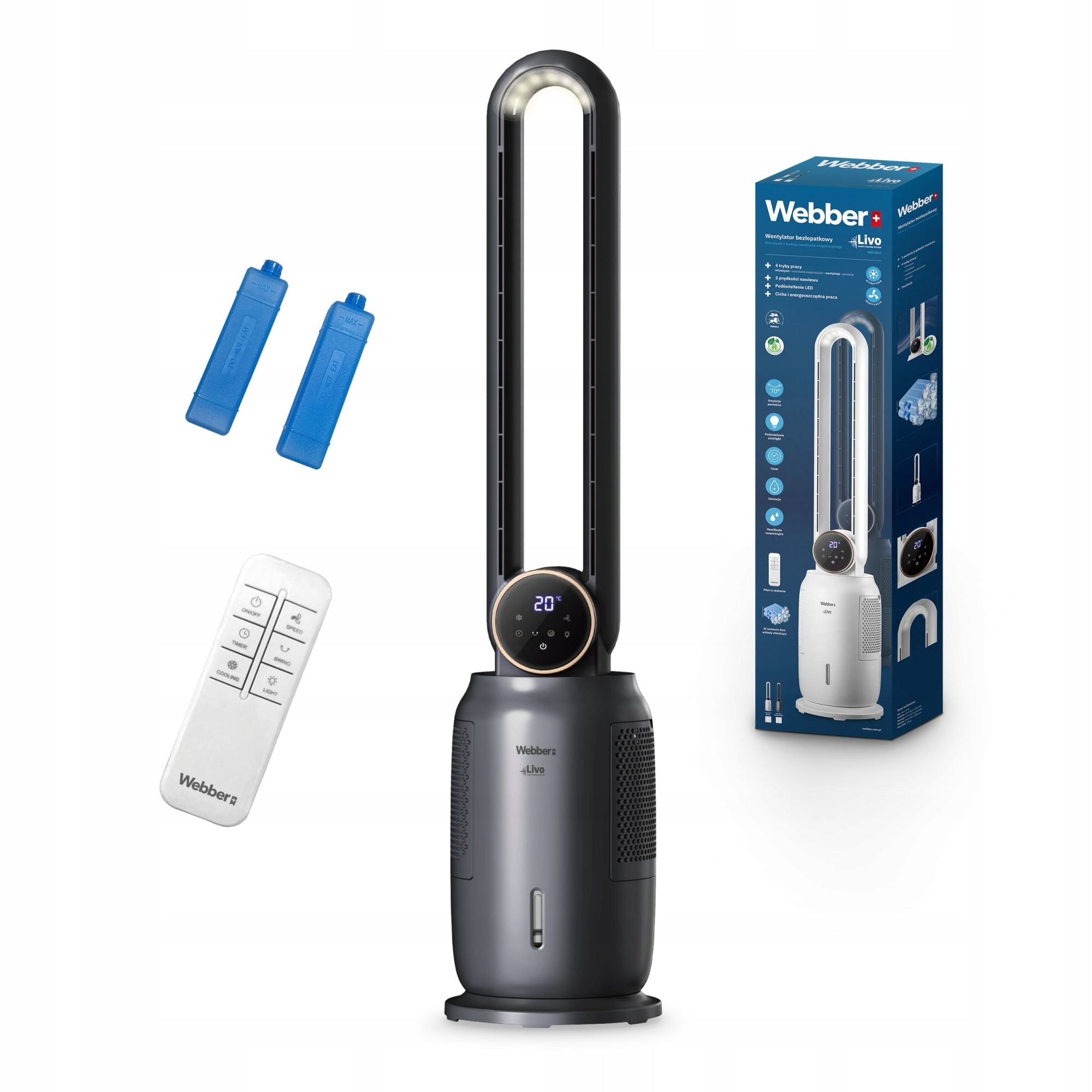 BLADELESS FAN WEBBER WB1840G COOLING HUMIDIFICATION IONIZATION 4in1