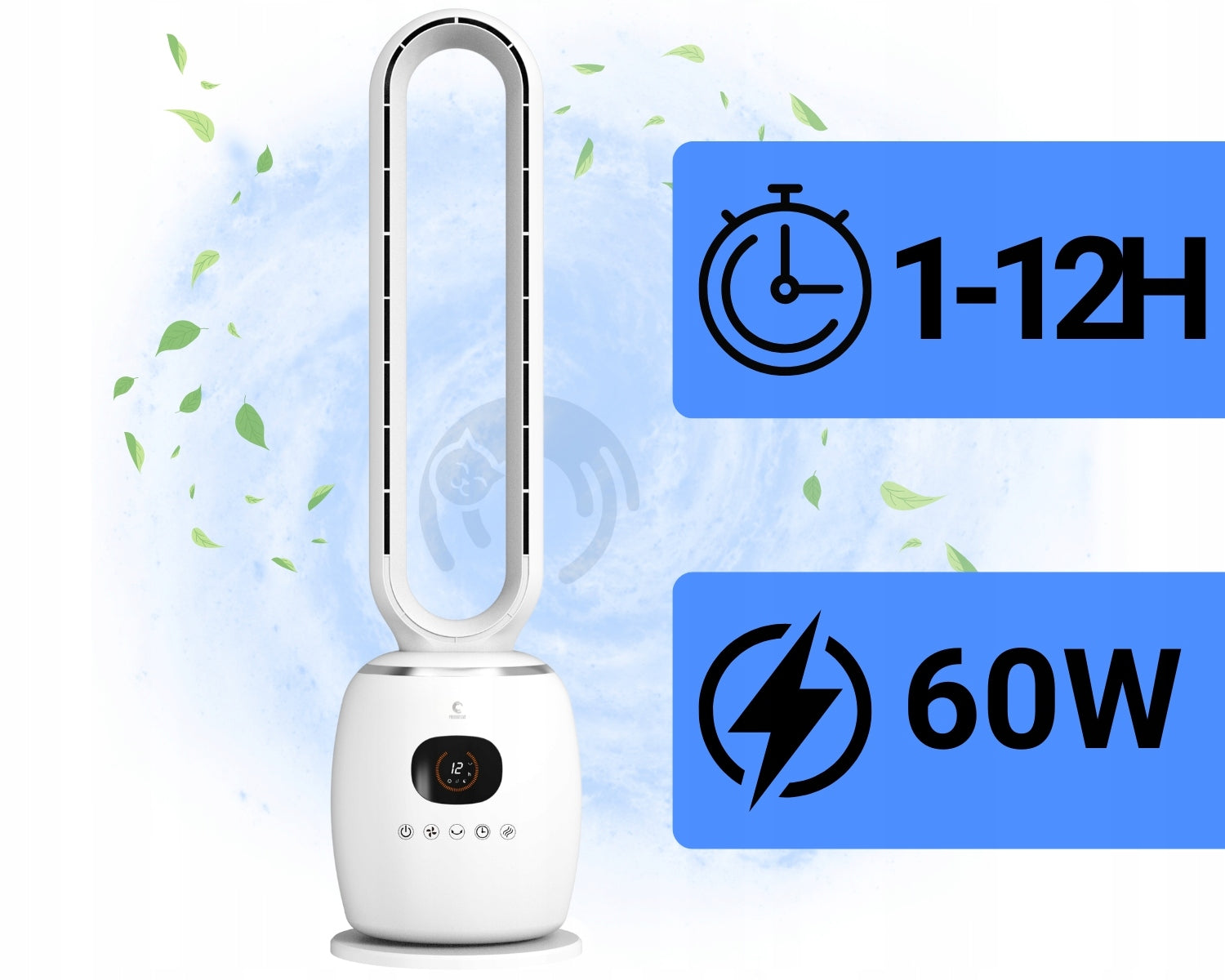 BLADELESS Fans Silent Column Fan LED Timer 60W + Remote Control Manufacturer code Wentylatory BEZŁOPATKOWY WS-01