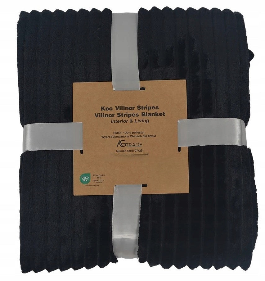 BLANKET 150x200 BLACK SOFT WARM FOR COUCH PLAID BEDSPREAD FOR GIFT Packaging status original