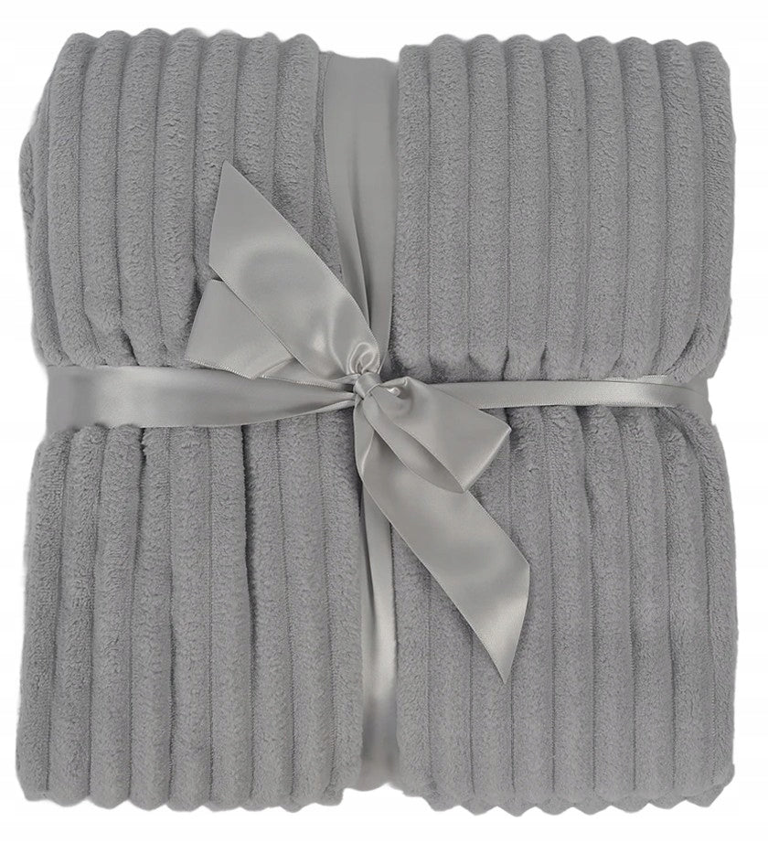 BLANKET 150x200 GREY SOFT WARM FOR COUCH PLAID BEDSPREAD FOR GIFT