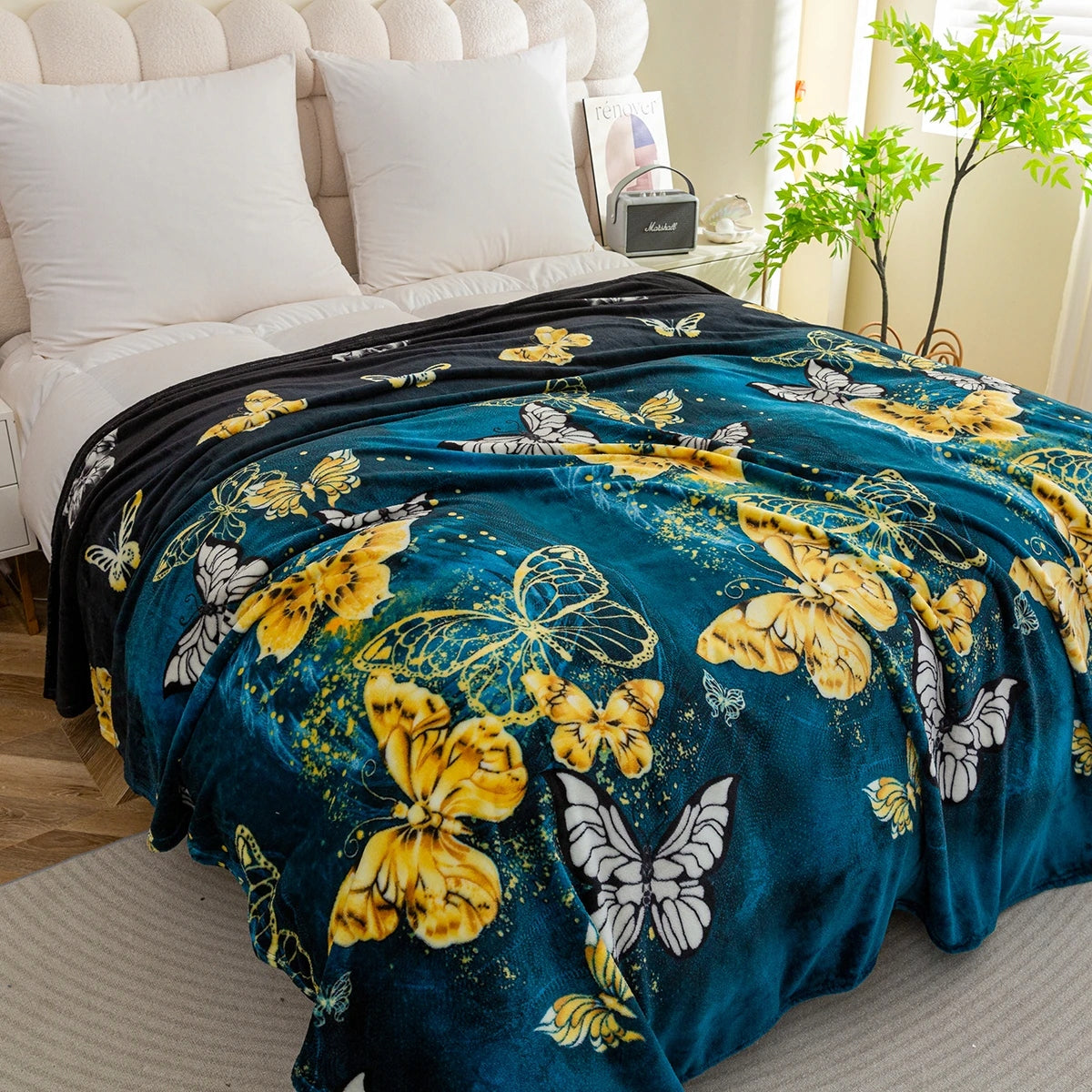 BLANKET 160x200 MICROFIBER BEDSPREAD PLAID FLEECE SOFT PLUSH Packaging status original