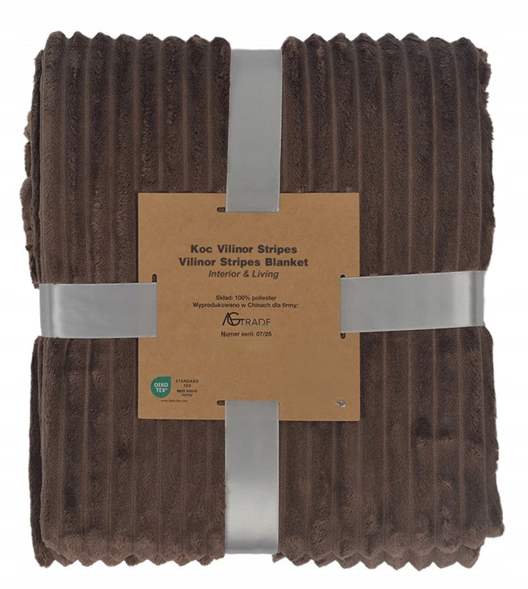 BLANKET 200x220 DARK BROWN SOFT WARM FOR COUCH PLAID BEDSPREAD FOR GIFT EAN (GTIN) 5903716280078