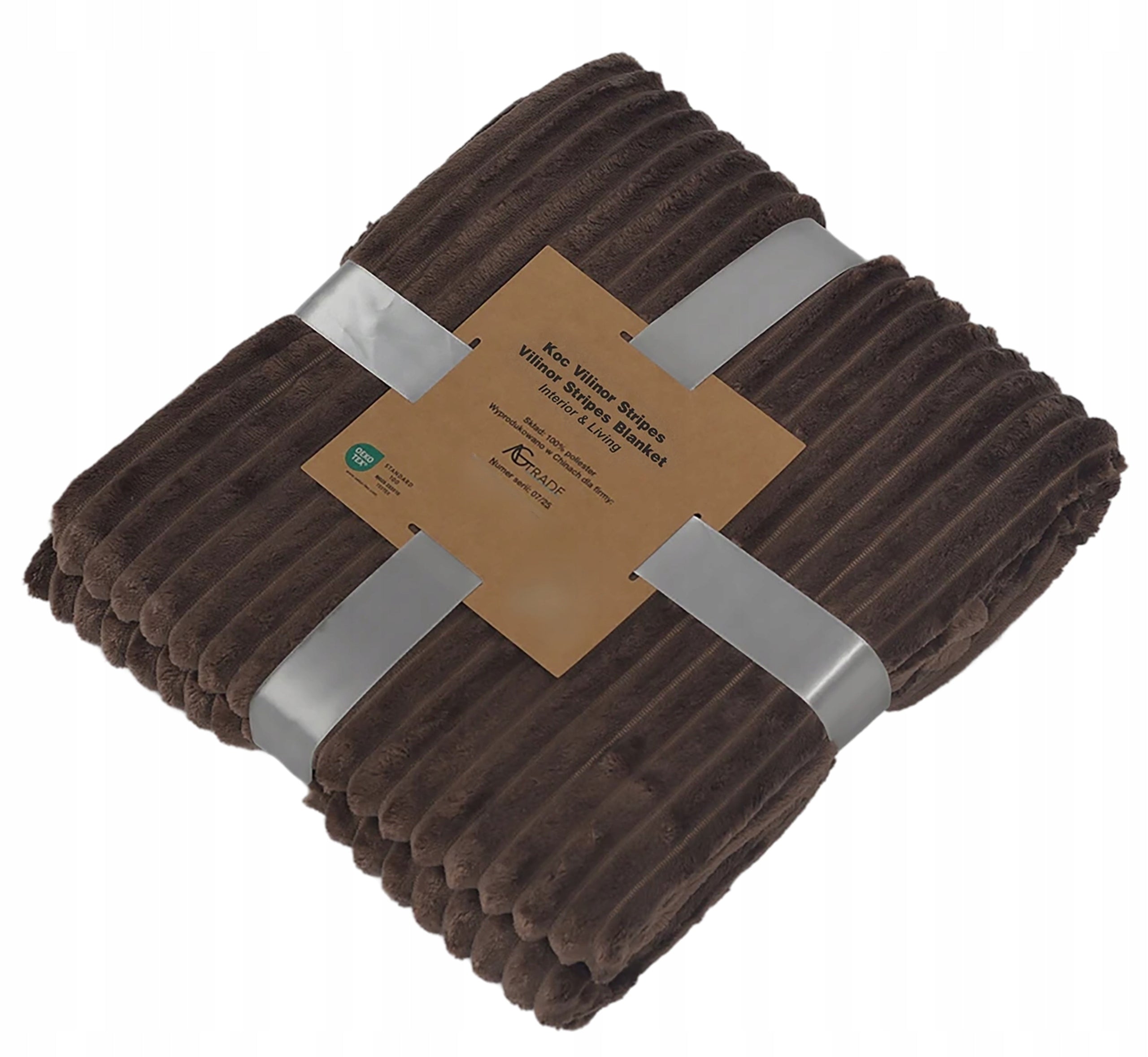 BLANKET 200x220 DARK BROWN SOFT WARM FOR COUCH PLAID BEDSPREAD FOR GIFT Manufacturer code AGTRADE VILINOR STRIPE 200x220 CIEMNY BRĄZ