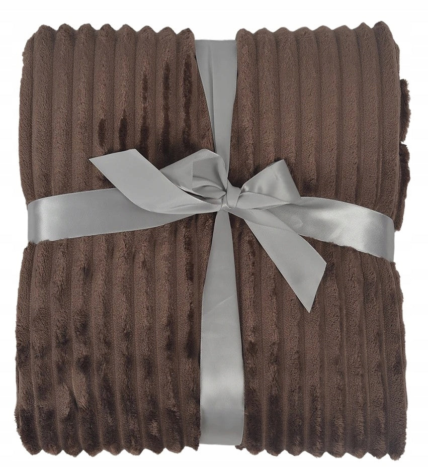BLANKET 200x220 DARK BROWN SOFT WARM FOR COUCH PLAID BEDSPREAD FOR GIFT