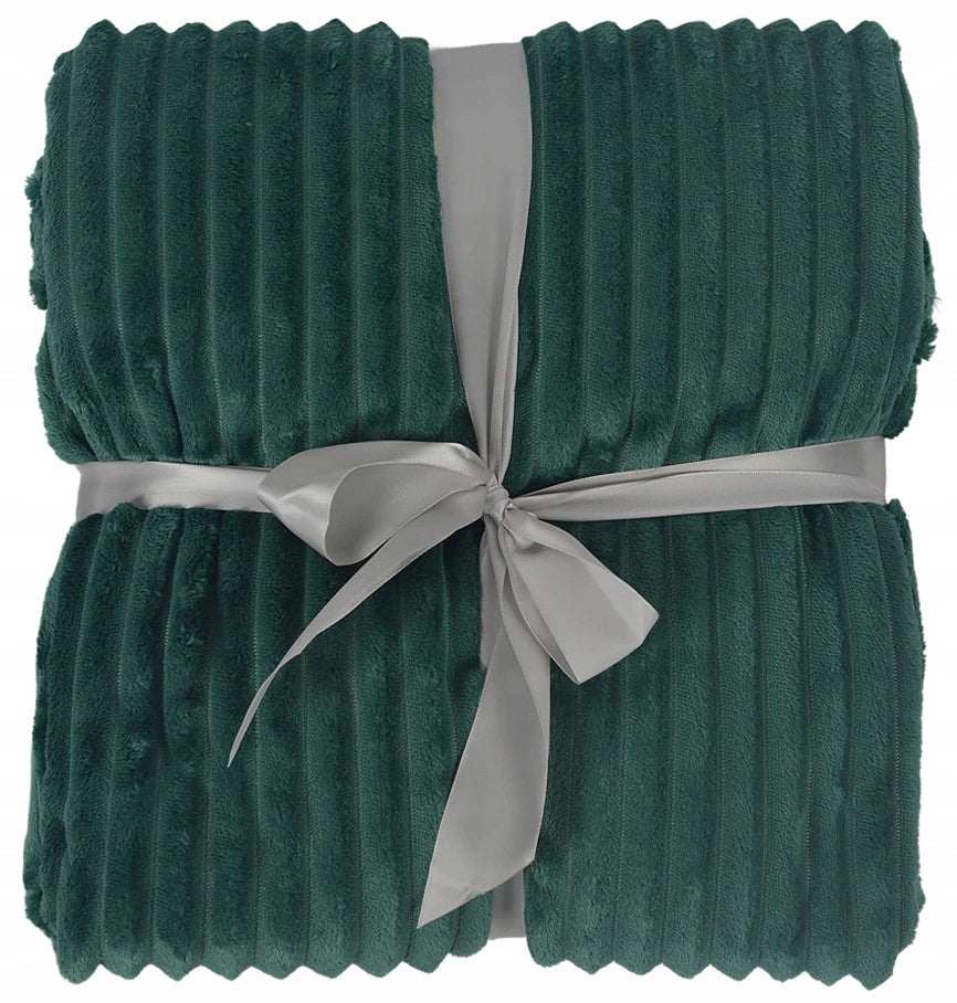 BLANKET 200x220 DARK GREEN SOFT WARM FOR COUCH PLAID BEDSPREAD FOR GIFT