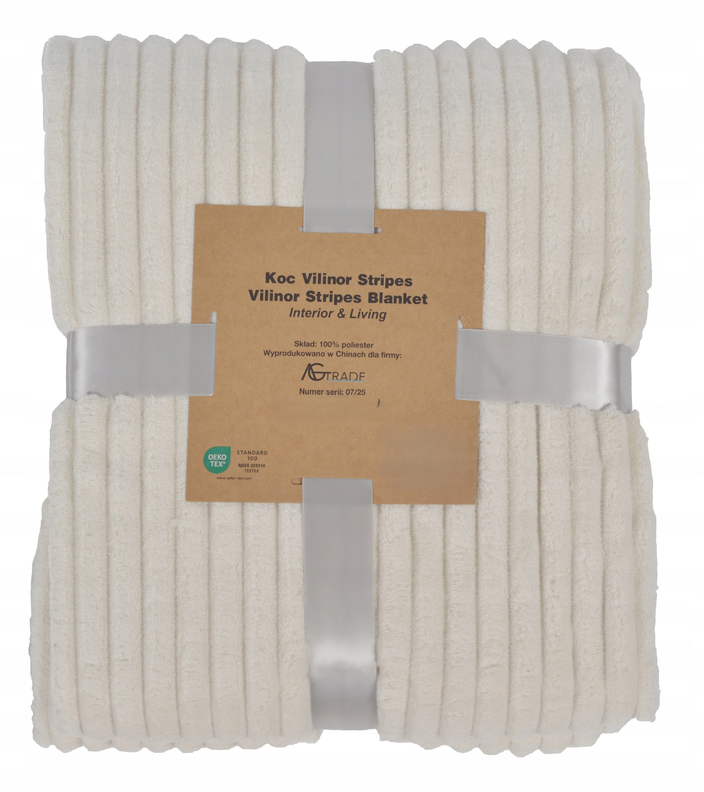 BLANKET 200x220 ECRU SOFT WARM FOR COUCH PLAID BEDSPREAD FOR GIFT Packaging status original