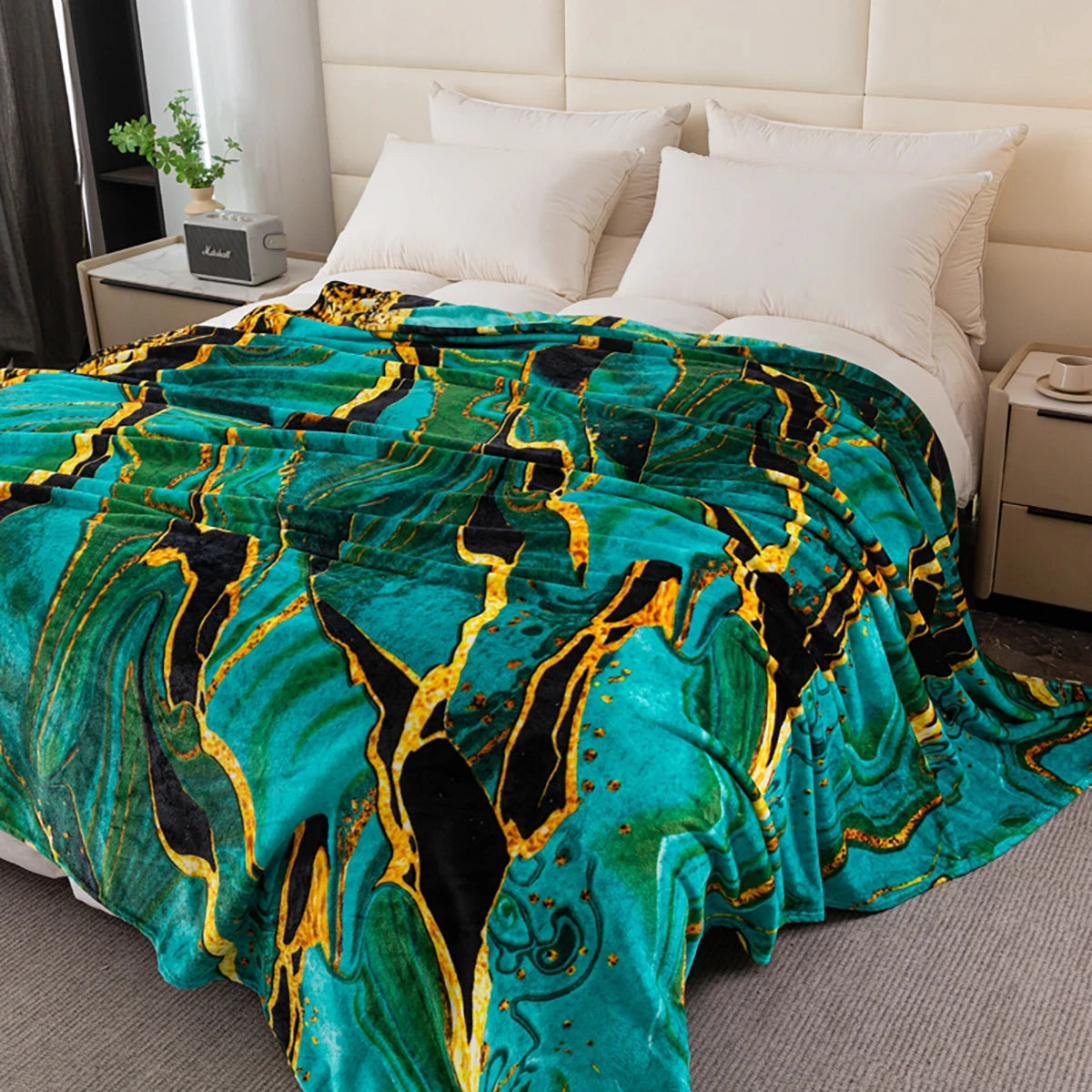 BLANKET 200x220 MICROFIBER BEDSPREAD PLAID FLEECE SOFT PLUSH Packaging status original