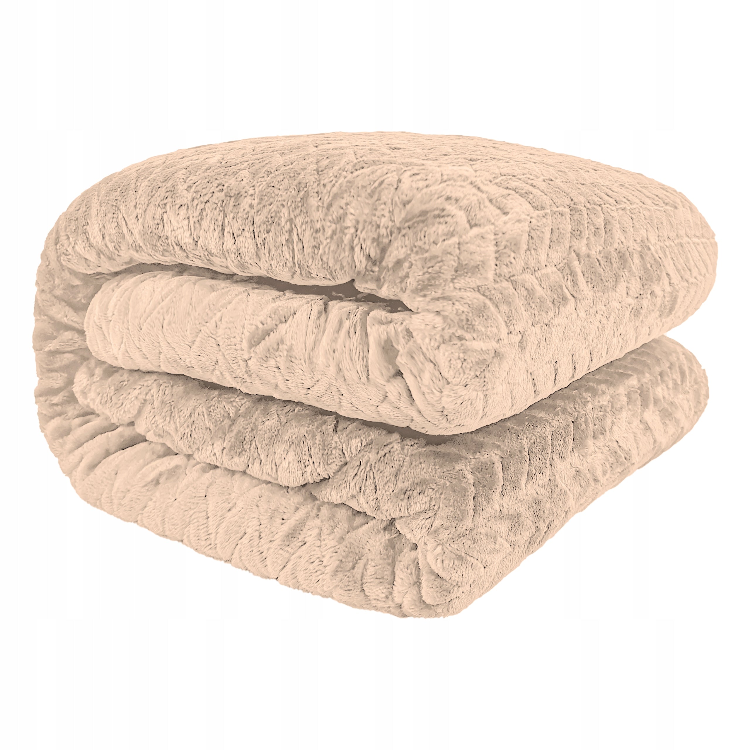 BLANKET BEDSPREAD EMBOSSED COZY WARM PATTERN GIFT FUERO 200X220 LIGHT BEIGE