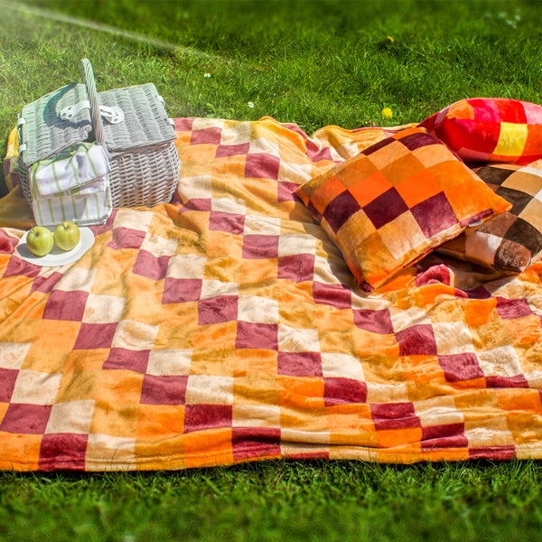 BLANKET BEDSPREAD SOFA PICNIC 150x200 ORANGE GRILLE Packaging status original
