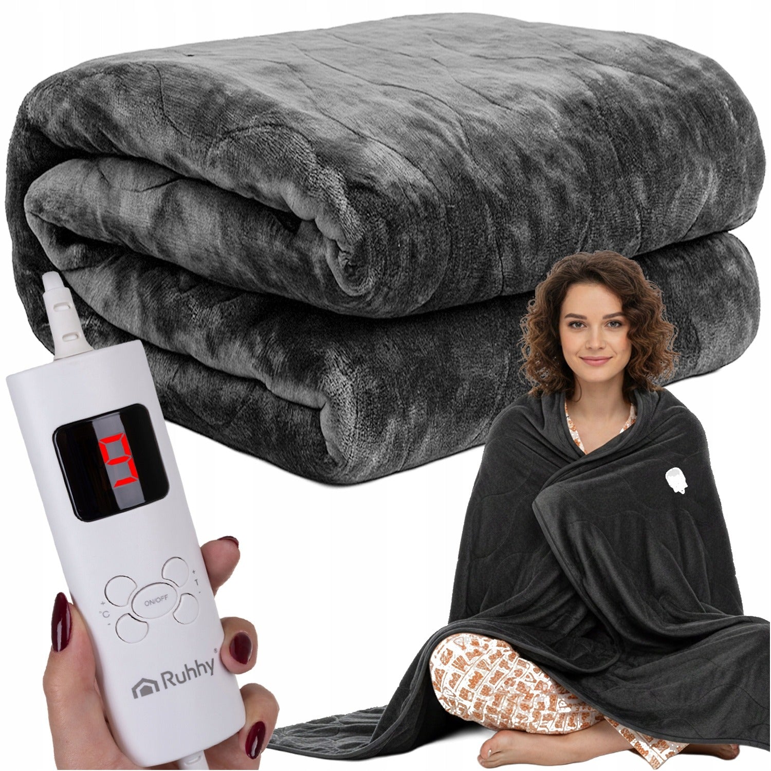 BLANKET ELECTRIC HEATING MAT SOFT DOUBLE 180 X 130 CM 9 MODES REMOTE CONTROL