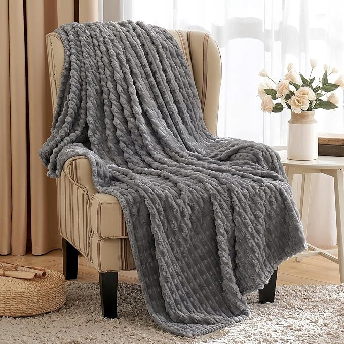BLANKET EMBOSSED RIBBON FLEECE BEDSPREAD NICE 160x200 WARM THICK Packaging status original