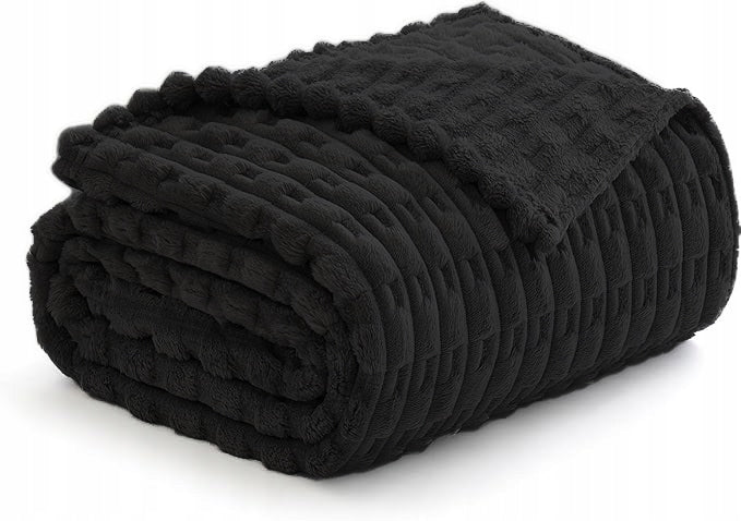 BLANKET EMBOSSED RIBBON FLEECE BEDSPREAD NICE 160x200 WARM THICK