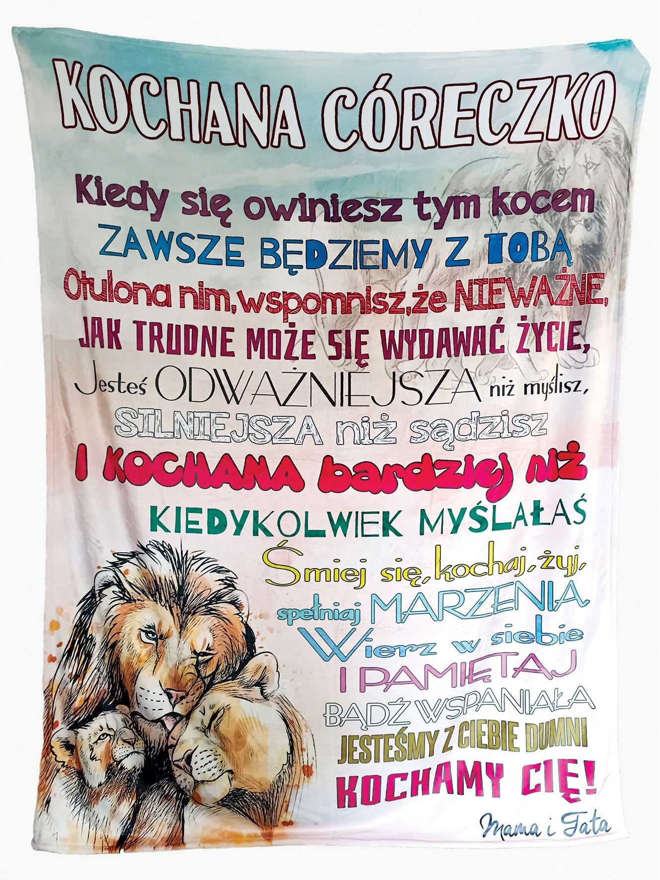 BLANKET FOR DAUGHTER FROM PARENTS, MOM AND DAD 200X150 LIONS EAN (GTIN) 8692073648955
