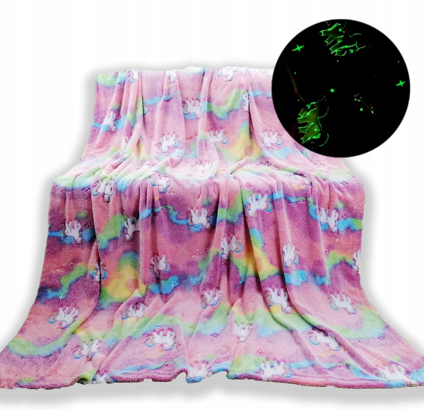 BLANKET GLOWING IN THE DARK 150x200 for Children soft nice FREEBIE PILLOW