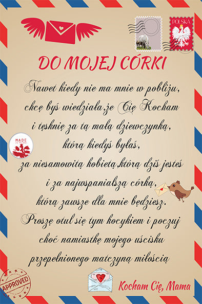 BLANKET LETTER FOR DAUGHTER FROM MOM 150x100CM made in Poland