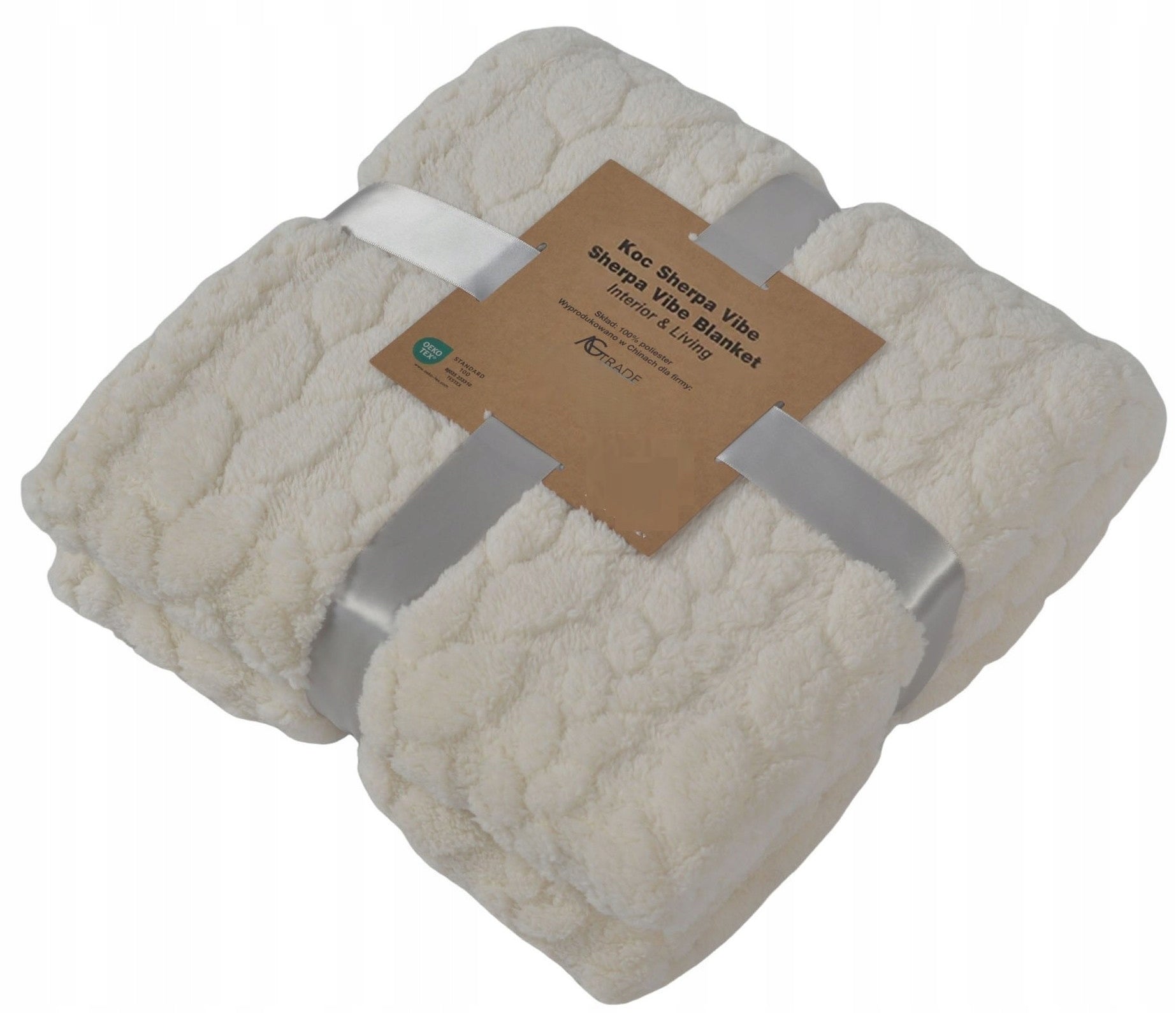 BLANKET PLAID BEDSPREAD WARM SOFT FLUFFY 150x200 ECRU CREAM Packaging status original