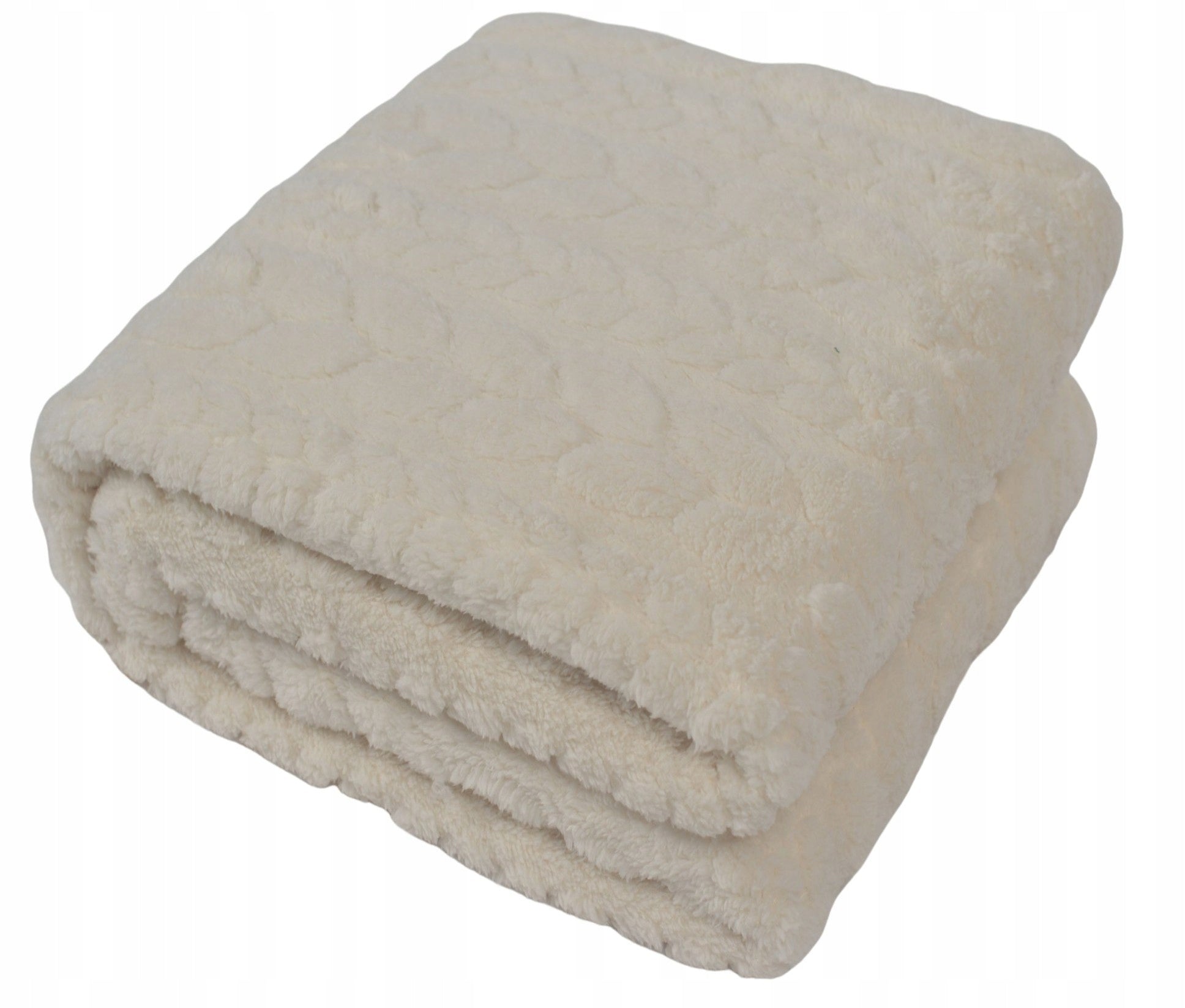 BLANKET PLAID BEDSPREAD WARM SOFT FLUFFY 150x200 ECRU CREAM