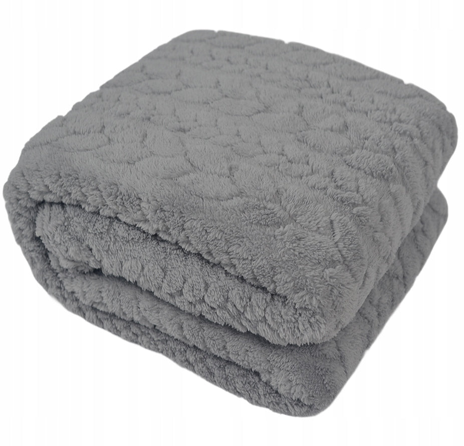 BLANKET PLAID BEDSPREAD WARM SOFT FOR GIFT FLUFFY 200x220 GREY