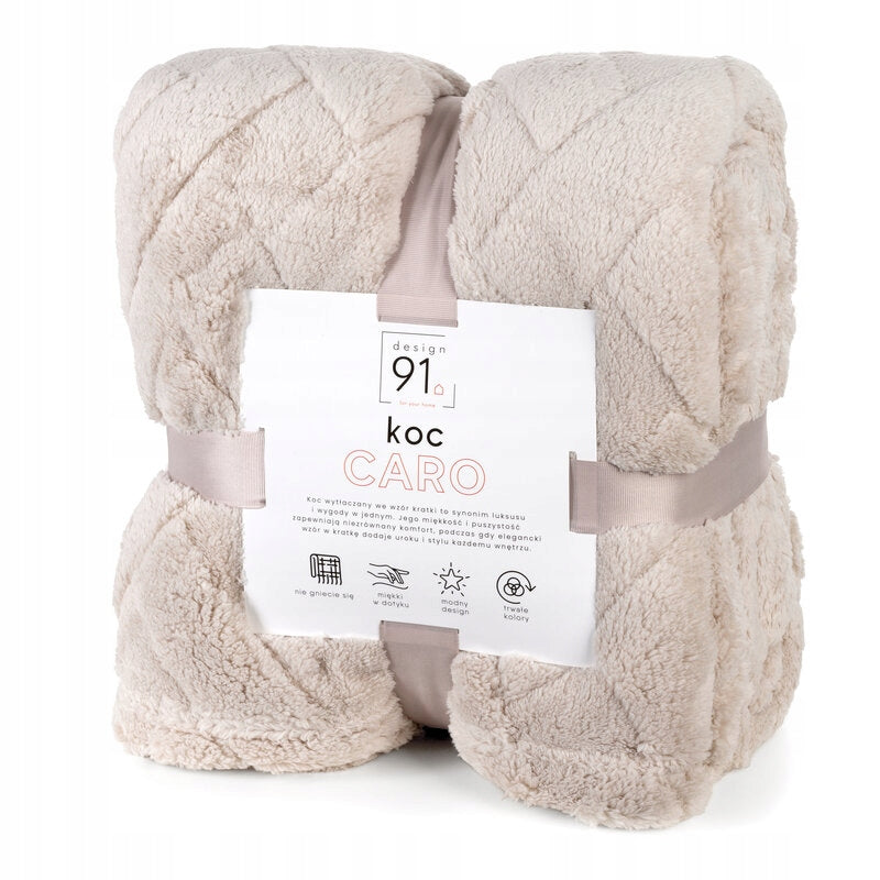 BLANKET WITH EMBOSSED PATTERN SOFT FLUFFY 170X210 BEIGE Packaging status original