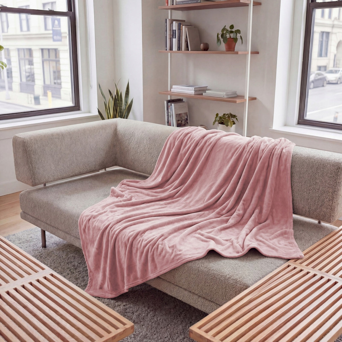 BLANKET bedspread 160x200 MICROFIBER uniform soft plaid Juana PINK Packaging status original