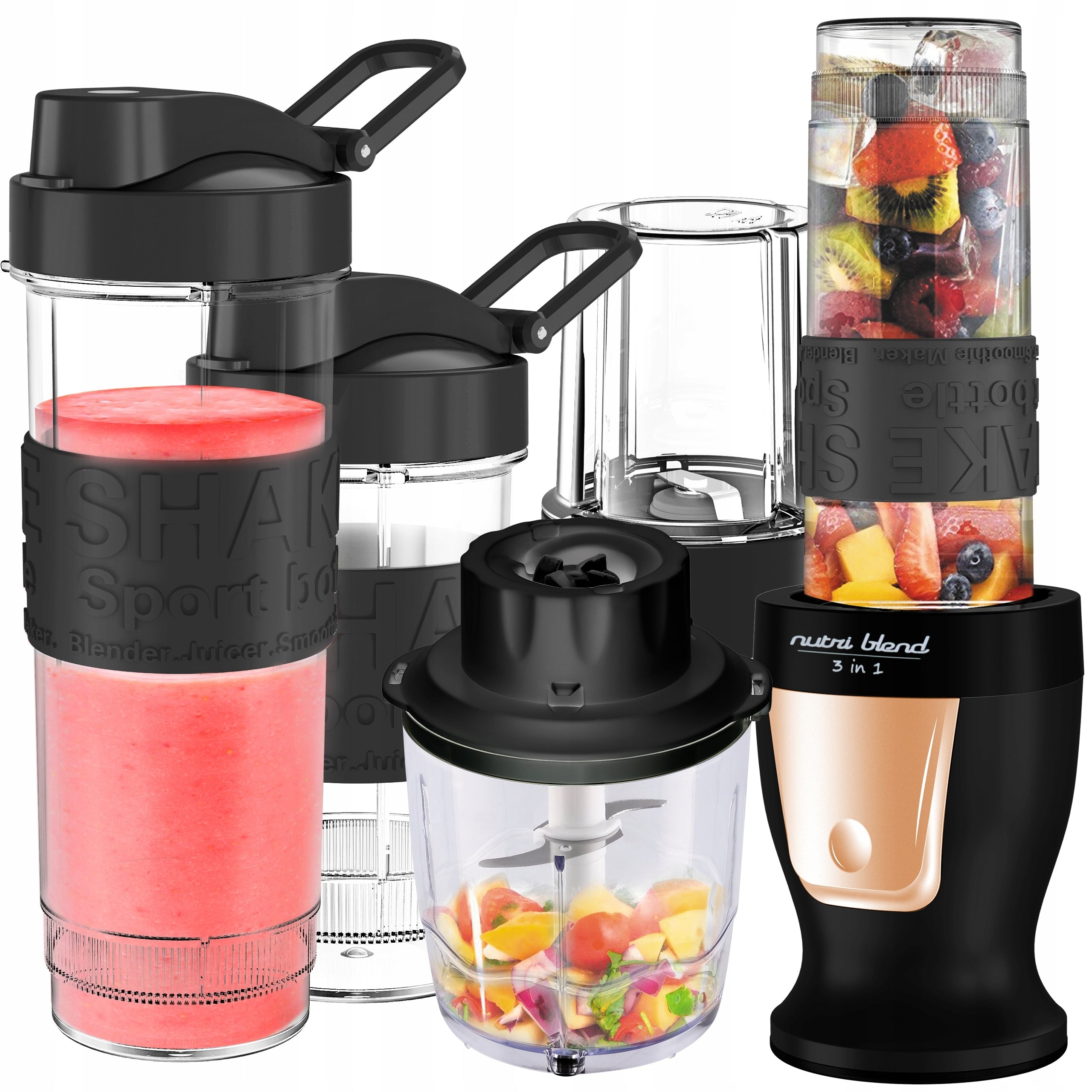 BLENDER 5 IN 1 CUP FOR SMOOTHIE COCKTAILS + 2 CUPS STRONG 300W SHARP
