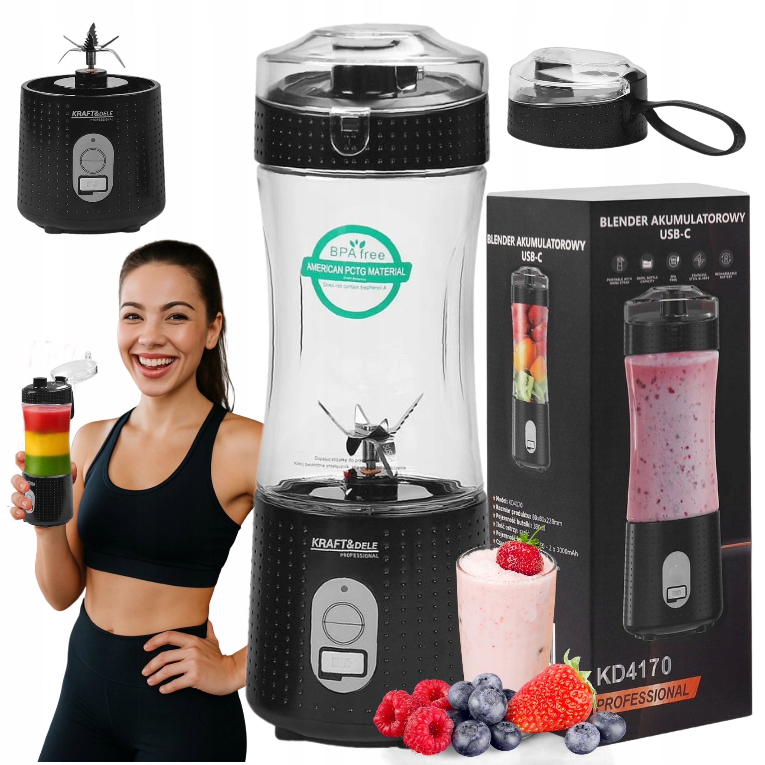 BLENDER CORDLESS PORTABLE SMOOTHIE MOUTHPIECE 400ML USB-C