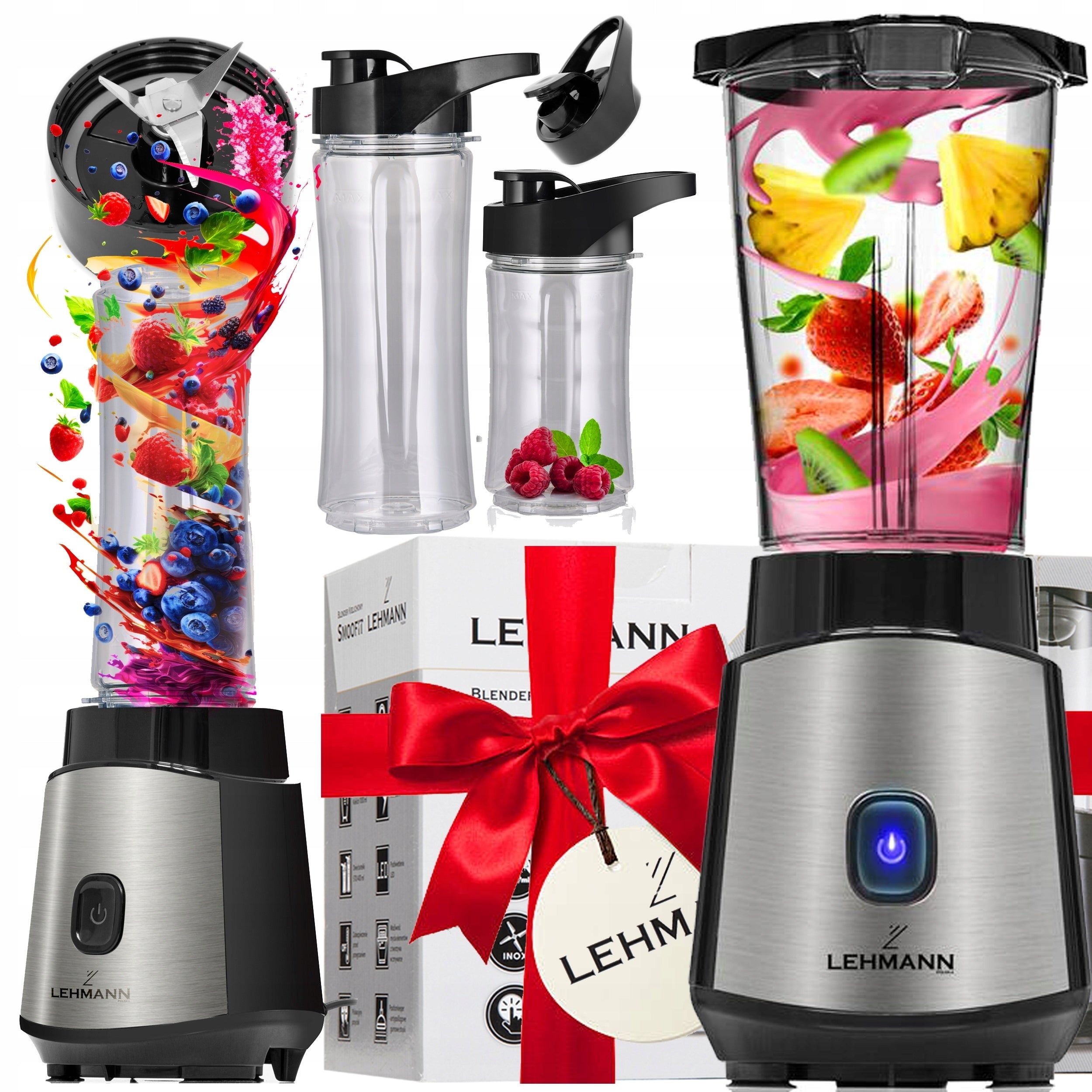 BLENDER CUP MIXER FOR SMOOTHIE COCKTAILS STRONG CRUSHES ICE 2 WATER BOTTLES