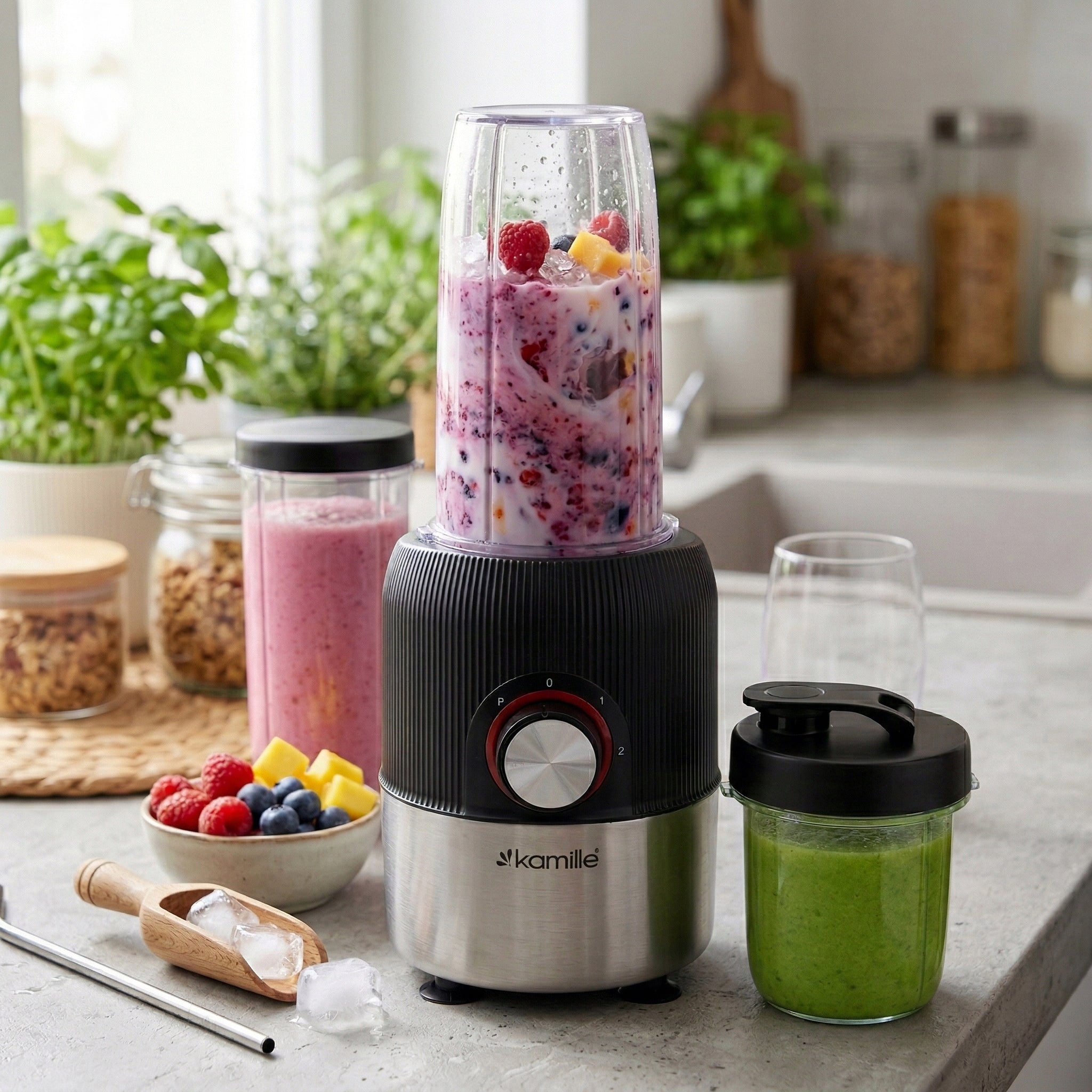 BLENDER CUP SHREDDER 2-in-1 500W 2 CUP 650ml 250ml KAMILLE Packaging status original